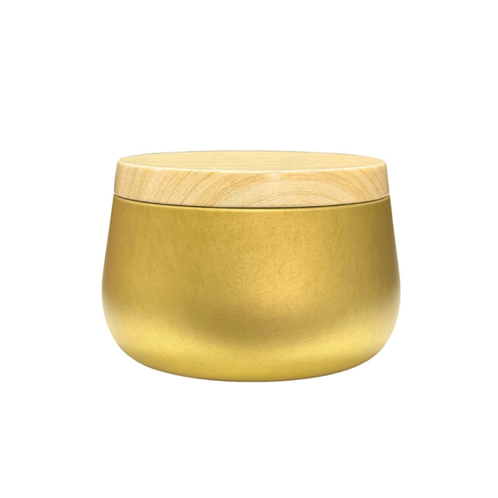 Pote Alumínio Ouro 250ml c/ Tampa Amadeirada