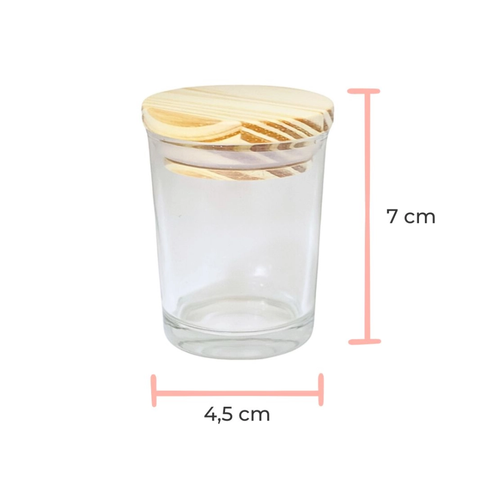 Pote de Vidro 60ml com Tampa de Madeira Hermético